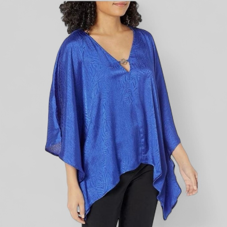 Michael Kors Royal Blue Satin Handkerchief Blouse